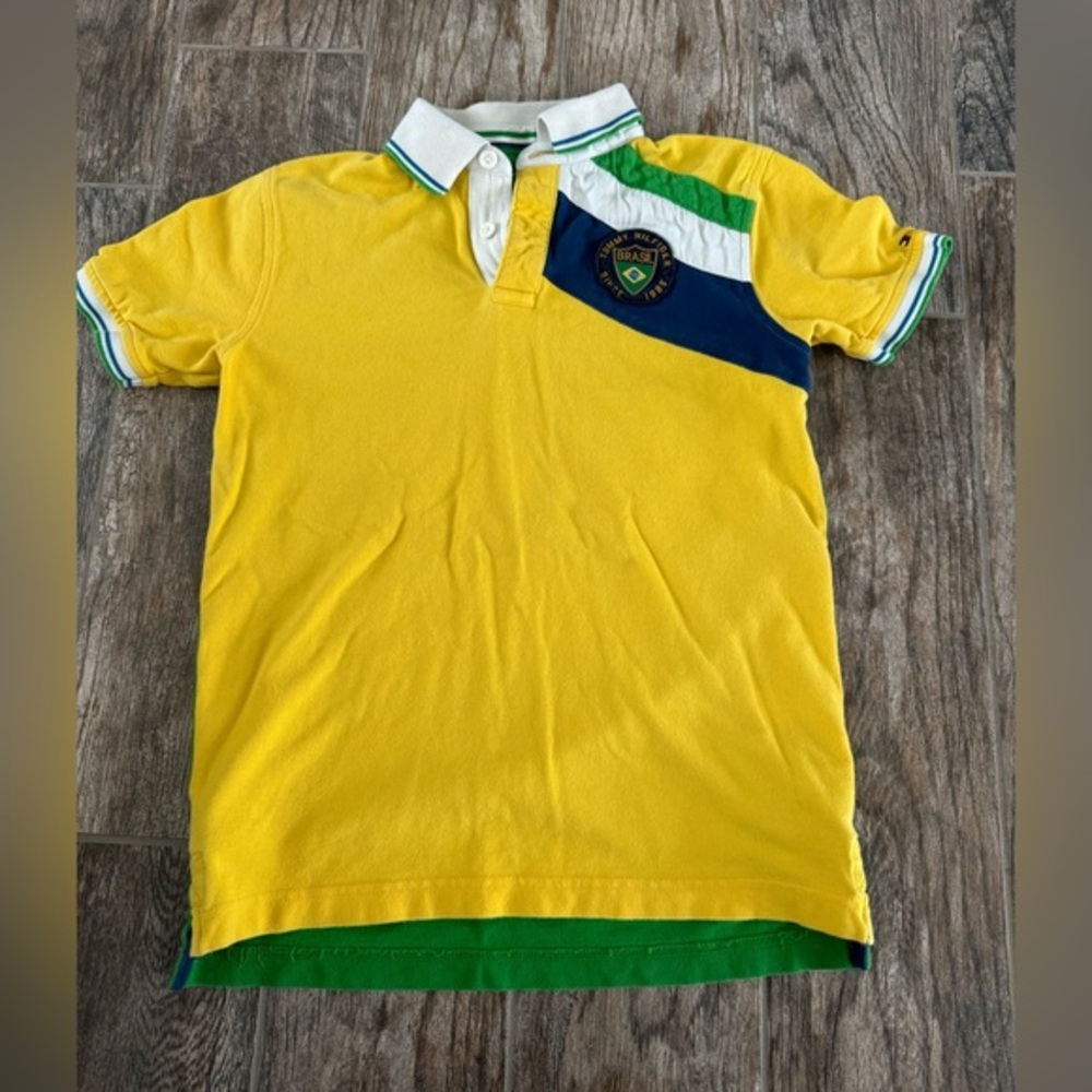 Tommy Hilfiger Brazil Yellow Polo with Green and Blue Details